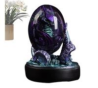 Sakamura Luminous Lava Dragon Egg | Transparent Resin Purple Lava Dragon Egg - Hand-Sculpted Ornaments Souvenir Statue Decor with Base for Kids