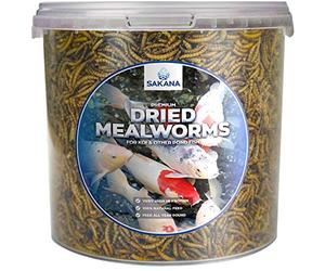 SAKANA Dried Mealworms | Premium Quality Aquatic Pond Fish Food | High Protein & Energy, Balanced Diet Feed | Contains Nutritious Minerals and Vitamins | Easily Digestible, Year-Round Snack (5L)