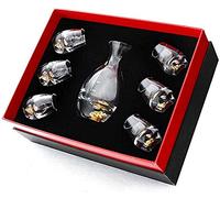 Sake Set 7 Pieces Japanese Sake Sets Lead Free Crystal Glass Sake Service One Carafe Bottle Set of 6 Cup Set for Warmer or Cold Japanese Wine