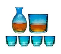 Sake Set | DrinkTableware Glass Jar - Clear/Blue Sake Cups Can Set - For Bar Restaurant Camping Party Drinks Whisky Liqueur Vodka Beer Drink