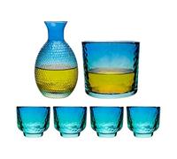 Sake Set, Heat Resistant Japanese Sake Set with Clear or Blue Cups, and , for Whisky, Vodka Beer, Various Drinks, Party, Home, Bar Enjoyment