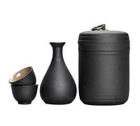 Sake Set, Saki Cups,Crafts Cup Ceramic Sake Set,Sake Set and Warmer Mug, Traditional Porcelain Japanese Pottery Hot Drink Set Kit, 4-Piece Include 1 Warming Bowl with Lid, 1 Sake Bottle 2 Cup