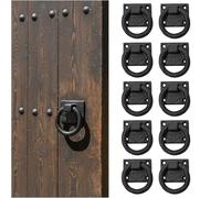 SaKeGa 10 Pack Mystic Colonial Cast Iron Ring Pull Handles Blackened Hammered Finish Antique Style for Cabinet, Drawer & Cupboard Hardware with Screw - Hammered, Vintage