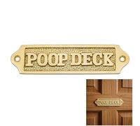 "SaKega Heavy Duty Antique Brass Poop Deck Sign Name Plate, Large Front Door Sign, Hanging Plaque for Home Decoration, Vintage Wall Plaque - 5.7 Inch"