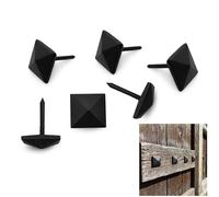 SaKeGa Mystic Colonial Black Square Pyramid Clavos Decorative Nails 1"" Oil Blackened Iron Door Studs for Furniture & Gates, Set of 6