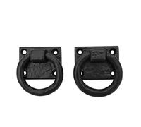 SaKeGa Mystic Colonial Cast Iron Ring Pull Handles - Blackened Hammered Finish - Antique Style for Cabinet, Drawer & Cupboard Hardware with Screw (Vintage Ring Pull Pack of 2)