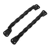 SaKeGa Mystic Colonial Cast Iron Twisted Door Handles - Set of 2 Handforged Rustic Pulls for Gate, Shed, Fence, Garage & Windows - Vintage Black Iron Hardware, 23 cm