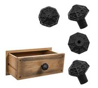 SaKeGa Mystic Colonial Medieval Cast Iron Cabinet Knobs - Set of 4 | 3 cm Vintage Black Drawer Pulls | Rustic Furniture Pulls for Cabinets, Dressers, Closets & Cupboards