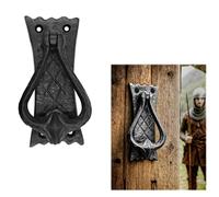 SaKeGa Mystic Colonial Medieval Cast Iron Door Knocker 11.5 cm x 4.8 cm (4½ in x 1⅞ in) | 1 Pc Vintage Antique Black Heavy-Duty Door Knocker with Mounting Hardware