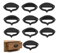 SaKeGa Mystic Colonial Rustic Cast Iron Pack of 10 Plain Drawer Pulls Cabinet Cup Pulls: Ideal for Victorian, Colonial, Retro, Steampunk, Gothic, Baroque, and Medieval Settings, (10.2x6.5) cm