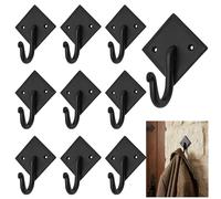 SaKeGa Mystic Colonial Rustic Hand Forged Iron Wall Hook : Ideal for Victorian, Colonial, Retro, Steampunk, Gothic, and Baroque Settings 9.1 cm Pack of 10