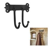 SaKeGa Rustic Cast Iron Wall Hooks, Heavy Duty Retro Utility Hooks, Multi Purpose Wall Mount Hooks for Hanging Coat, Bag, Towel, Robe, Hat - Black