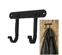 SaKeGa Rustic Cast Iron Wall Hooks with Two Hangers, Heavy Duty Retro Utility Hooks for Hanging Coat, Bag, Towel, Robe, Hat and More : Black : 14.9x10.9cm