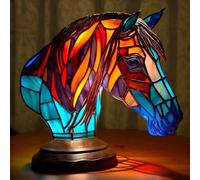 SAKEMA Animal Table Lamp, Stained Resin Lamp for Bedroom, Tiffany Style Simulation, Horse