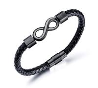 SAKEMA To My Man, Personalized Dual Name Infinity Leather Bracelet,infinity bracelet,to my man bracelet,infinity bracelets for women,Personalized Dual Name Infinity Leather Bracelet (Black)