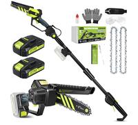 Saker Cordless Pole Saw and Mini Chainsaw, 2-in-1 Pole 6 Inch Chainsaw, Brushless Electric Pole Saw Long Reach Battery Powered, 78.74 Inch Max Reach Tree Trimmer with 2 Batteries