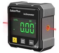 Saker Digital Laser Angle Finder Protractor Tool, 4×90° High Accuracy Measuring Tool with Large LED Display, Magnetic Base, USB Rechargeable for Woodworking, Metalworking, Construction & DIY(1pc)