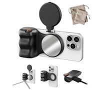 Saker Fun Shot Magnetic Grip&Magnetic Selfie Light Plus 2026, Creator Kit with Wireless Shutter, 360° Adjustable LED Light, Magnetic Mount Compatible with iPhone Magsafe & Android Smartphones(Black)