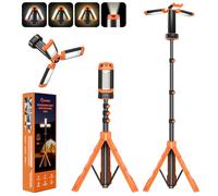 Saker Portable Work Light Camping Light with Bracket 73.2-Inch 12000mAh 3200 Lumen Dimmable Rechargeable LED Lights for Outdoor Camp,Garage, Power Outages, Fishing LD10 (Orange)