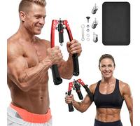 SAKER Twister Arm Trainer, Adjustable Hydraulic Home Gym Equipment for Strength Training, 22-440Lbs Chest Expander with Ab Roller Wheel, Workout Equipment for Men & Women, Arms Chest Core (RED)