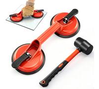 SakerNeo Fence Post Repair Kit 4x4/6x6 Post Base - Heavy Duty Alloy Steel Screw-Fixed No Dig Post Anchor Bracket, Includes Tools, Rubber Mallet & Hardware, 2 Pack (orange)