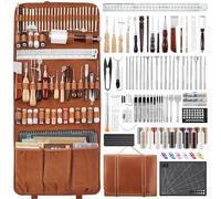 SAKERNEO Leather Working Tools kit Max Version with Custom Handbag Cutting Mats Engraving Punching Sewing Stamping Sanding Tools for Handicraft Work,Repair