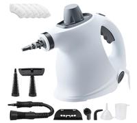Sakerplus Handheld Steam Cleaner, 1050W Pressurized Steamer with 7 Accessories, Fast Heat-Up for Chemical-Free Deep Cleaning of Tile, Grout, Upholstery, Car Interior, and Kitchen (with 4 Fiber Cloths)