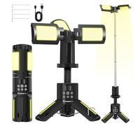 SakerPlus Portable Camping Lights with Stand, 5000LM Rechargeable LED Flashlight, 9 Color Modes, Collapsible Camping Lantern Tent Light with Magnetic Base for Power Outages, Camping & Emergency(Black)