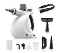 SakerPlus Steam Disinfection Cleaner, Handheld Pressurized Steamer with 9-Piece Accessories for Multi-Surface Cleaning, Natural Sanitization for Kitchen, Floor (1 x Steam Cleaner Kit + 4 Fiber Cloths)