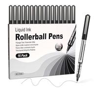 SAKEYR Rollerball Pens Black Ink, 16 Pack 0.5mm Black Gel Pens, Large Capacity, Quick Drying, No Bleeding, Writing Pens for Note-Taking and Sketching, School & Office Supplies for Students Adults