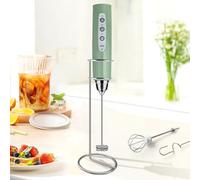 Sakgos Milk Frother with Stand Rechargeable-Handheld Coffee Frother with 3 Stainless Whisks 3 Speed Adjustable, Electric Whisk Drink Mixer, Foam Maker Blender for Matcha Latte Cappuccino Chocolate