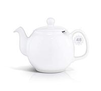 SAKI Large Porcelain Teapot, 48 Ounce Tea Pot with Infuser, Loose Leaf and Blooming Tea Pot - White