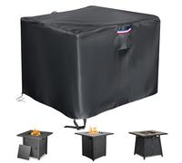 Saking 28 Inch Fire Pit Cover, Square Outdoor Cover for 26-28 Inch Fire Table, 600D Waterproof Gas Propane Firepits Cover (Black - 28"L x 28"W x 25"H)