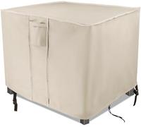 Saking Fire Pit Cover 30 Inch, Waterproof Heavy Duty 600D Square Firepit Covers Gas Fireplace Fire Pit Table Cover for 26/28/30 Inch Propane Fire Pit - 30 x 30 x 25 Inch (Beige)