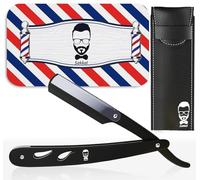 Sakkal® Cut Throat Razor for Men - Matte Black Straight Razor - Professional Single Blade Barber Razor for Beard & Moustache Grooming - Stainless Steel - Gift Pouch Included