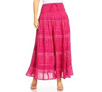 Sakkas 0604 Lace and Ribbon Peasant Boho Skirt - A-Orchid - OS