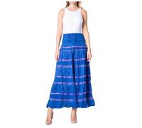 Sakkas 0604 Lace and Ribbon Peasant Boho Skirt - Navy - OS