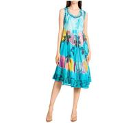 Sakkas 101RC Palm Tree Tie Dye Caftan Dress/Cover Up - Turquoise - One Size