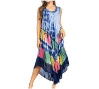 Sakkas 10SE Tasanee Caftan Tank Dress/Cover Up - Blue - One Size