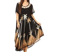Sakkas 116 Watercolor Palm Tree Tank Caftan Dress - Brown/Silver/One Size