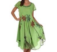 Sakkas 116 Watercolor Palm Tree Tank Caftan Dress - Green/One Size