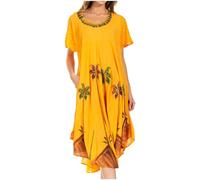 Sakkas 116 Watercolor Palm Tree Tank Caftan Dress - Orange/One Size