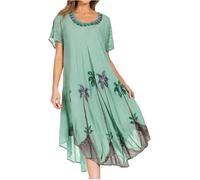 Sakkas 116 Watercolor Palm Tree Tank Caftan Dress - Sea Green/One Size