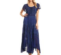 Sakkas 1322 Marigold Embroidered Fairy Dress - Navy - L/XL