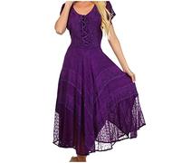 Sakkas 1322 Marigold Embroidered Fairy Dress - Purple - 1X/2X