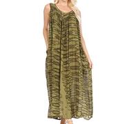 Sakkas 13325 - Adele Sequin Embroidered Scoop Neck Sleeveless Dress/Cover Up - Olive - OS