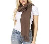 Sakkas 1590 - Booker Cashmere Feel Solid Colored Unisex Winter Scarf With Fringe - Chocolate - OS