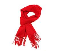 Sakkas 1590 - Booker Cashmere Feel Solid Colored Unisex Winter Scarf With Fringe - Red - OS