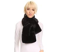 Sakkas 16112 - Malen Long Rectangle Faux Fur Warm Soft Furry Wrap Around Loophole Scarf - Black - OS