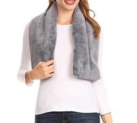 Sakkas 16112 - Malen Long Rectangle Faux Fur Warm Soft Furry Wrap Around Loophole Scarf - Charcoal - OS
